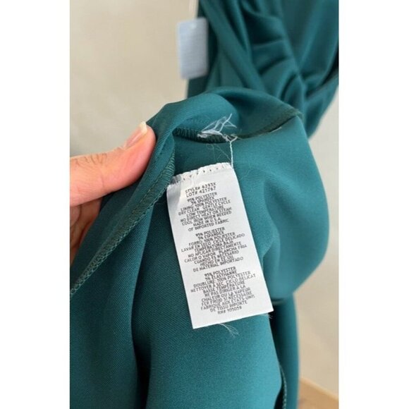 $248 XSCAPE Womens Green Gown Short Sleeve Off Shoulder Maxi Evening Dress 4 - Picture 9 of 9